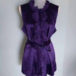 Spense purple satin ruffled blouse, women's XL